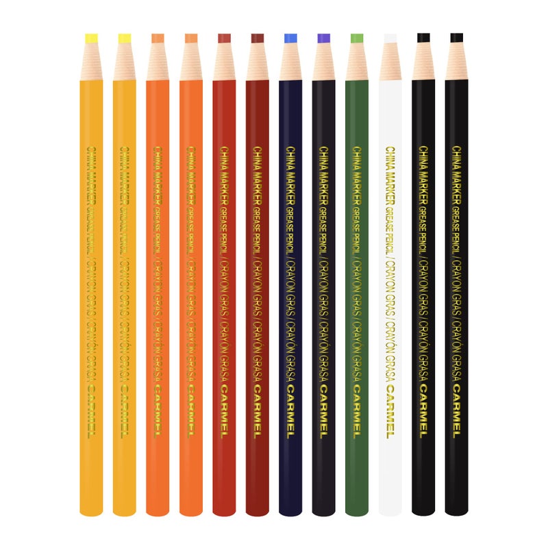 Carmel Grease Pencil, Box of 12 (Assorted Colors), Pull String Grease Pencil, Paper Wrapped Wax Pencil for Marking Smooth Surfaces Including Plastic, Metal, Ceramics & Polished Stone - Image 2